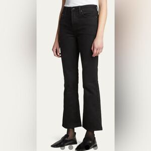 Totême Women's 28 Jeans Black Cropped Kick Denim Button Fly